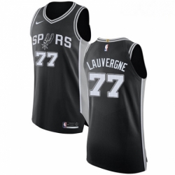 Mens Nike San Antonio Spurs 77 Joffrey Lauvergne Authentic Black Road NBA Jersey Icon Edition 