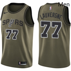 Mens Nike San Antonio Spurs 77 Joffrey Lauvergne Swingman Green Salute to Service NBA Jersey 