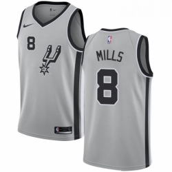 Mens Nike San Antonio Spurs 8 Patty Mills Authentic Silver Alternate NBA Jersey Statement Edition