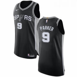 Mens Nike San Antonio Spurs 9 Tony Parker Authentic Black Road NBA Jersey Icon Edition