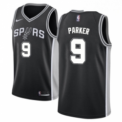 Mens Nike San Antonio Spurs 9 Tony Parker Swingman Black Road NBA Jersey Icon Edition