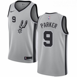 Mens Nike San Antonio Spurs 9 Tony Parker Swingman Silver Alternate NBA Jersey Statement Edition