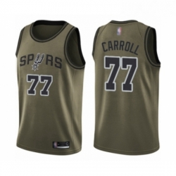 Mens San Antonio Spurs 77 DeMarre Carroll Swingman Green Salute to Service Basketball Jersey 
