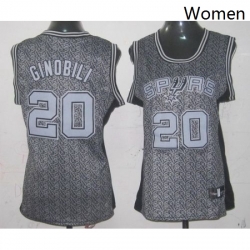 Womens Adidas San Antonio Spurs 20 Manu Ginobili Authentic Grey Static Fashion NBA Jersey