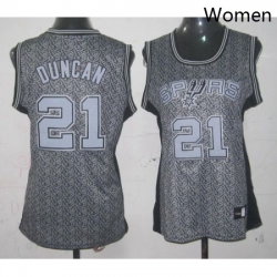 Womens Adidas San Antonio Spurs 21 Tim Duncan Authentic Grey Static Fashion NBA Jersey