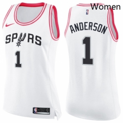 Womens Nike San Antonio Spurs 1 Kyle Anderson Swingman WhitePink Fashion NBA Jersey