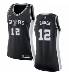 Womens Nike San Antonio Spurs 12 Bruce Bowen Swingman Black Road NBA Jersey Icon Edition