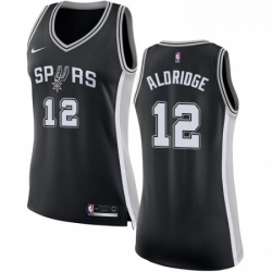 Womens Nike San Antonio Spurs 12 LaMarcus Aldridge Authentic Black Road NBA Jersey Icon Edition