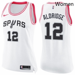 Womens Nike San Antonio Spurs 12 LaMarcus Aldridge Swingman WhitePink Fashion NBA Jersey