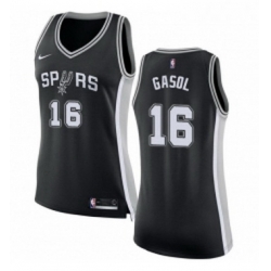 Womens Nike San Antonio Spurs 16 Pau Gasol Authentic Black Road NBA Jersey Icon Edition 