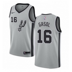 Womens Nike San Antonio Spurs 16 Pau Gasol Authentic Silver Alternate NBA Jersey Statement Edition 