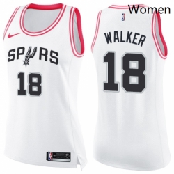 Womens Nike San Antonio Spurs 18 Lonnie Walker Swingman White Pink Fashion NBA Jersey 