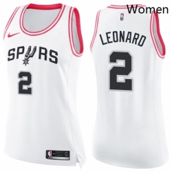 Womens Nike San Antonio Spurs 2 Kawhi Leonard Swingman WhitePink Fashion NBA Jersey