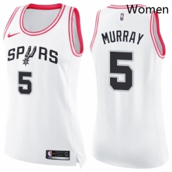 Womens Nike San Antonio Spurs 5 Dejounte Murray Swingman WhitePink Fashion NBA Jersey