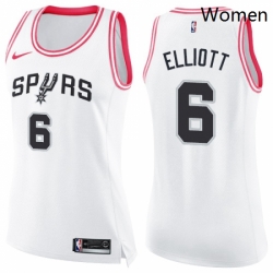 Womens Nike San Antonio Spurs 6 Sean Elliott Swingman WhitePink Fashion NBA Jersey