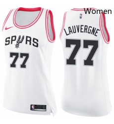 Womens Nike San Antonio Spurs 77 Joffrey Lauvergne Swingman WhitePink Fashion NBA Jersey 