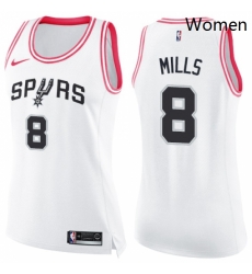 Womens Nike San Antonio Spurs 8 Patty Mills Swingman WhitePink Fashion NBA Jersey