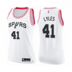 Womens San Antonio Spurs 41 Trey Lyles Swingman White Pink Fashion Basketball Jersey 