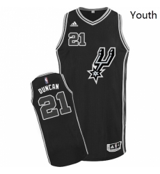 Youth Adidas San Antonio Spurs 21 Tim Duncan Swingman Black New Road NBA Jersey