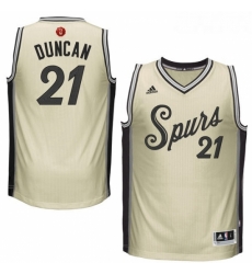 Youth Adidas San Antonio Spurs 21 Tim Duncan Swingman Cream 2015 16 Christmas Day NBA Jersey