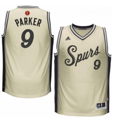 Youth Adidas San Antonio Spurs 9 Tony Parker Authentic Cream 2015 16 Christmas Day NBA Jersey