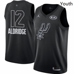 Youth Nike Jordan San Antonio Spurs 12 LaMarcus Aldridge Swingman Black 2018 All Star Game NBA Jersey