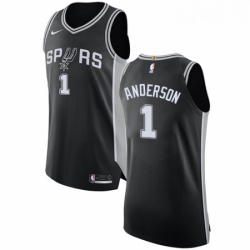 Youth Nike San Antonio Spurs 1 Kyle Anderson Authentic Black Road NBA Jersey Icon Edition