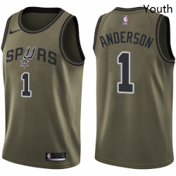 Youth Nike San Antonio Spurs 1 Kyle Anderson Swingman Green Salute to Service NBA Jersey