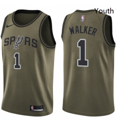 Youth Nike San Antonio Spurs 1 Lonnie Walker Swingman Green Salute to Service NBA Jersey 