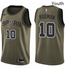 Youth Nike San Antonio Spurs 10 Dennis Rodman Swingman Green Salute to Service NBA Jersey