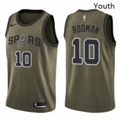Youth Nike San Antonio Spurs 10 Dennis Rodman Swingman Green Salute to Service NBA Jersey
