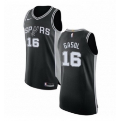 Youth Nike San Antonio Spurs 16 Pau Gasol Authentic Black Road NBA Jersey Icon Edition 