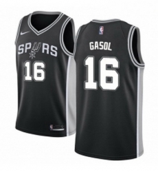 Youth Nike San Antonio Spurs 16 Pau Gasol Swingman Black Road NBA Jersey Icon Edition 