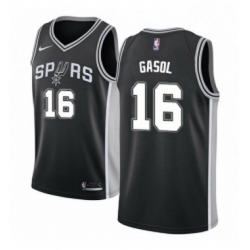 Youth Nike San Antonio Spurs 16 Pau Gasol Swingman Black Road NBA Jersey Icon Edition 