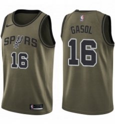 Youth Nike San Antonio Spurs 16 Pau Gasol Swingman Green Salute to Service NBA Jersey 