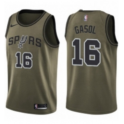 Youth Nike San Antonio Spurs 16 Pau Gasol Swingman Green Salute to Service NBA Jersey 