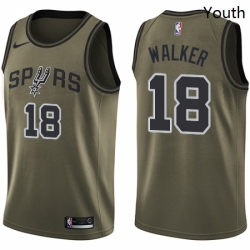 Youth Nike San Antonio Spurs 18 Lonnie Walker Swingman Green Salute to Service NBA Jersey 