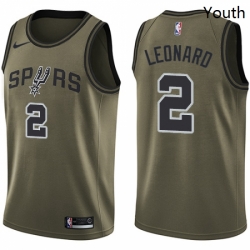 Youth Nike San Antonio Spurs 2 Kawhi Leonard Swingman Green Salute to Service NBA Jersey