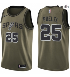 Youth Nike San Antonio Spurs 25 Jakob Poeltl Swingman Green Salute to Service NBA Jersey 