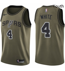 Youth Nike San Antonio Spurs 4 Derrick White Swingman Green Salute to Service NBA Jersey 