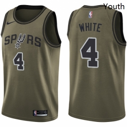 Youth Nike San Antonio Spurs 4 Derrick White Swingman Green Salute to Service NBA Jersey 