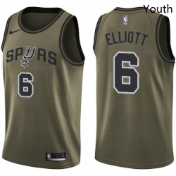 Youth Nike San Antonio Spurs 6 Sean Elliott Swingman Green Salute to Service NBA Jersey