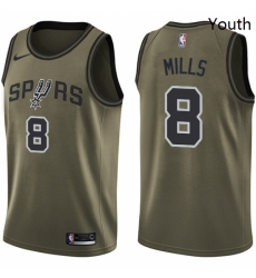 Youth Nike San Antonio Spurs 8 Patty Mills Swingman Green Salute to Service NBA Jersey