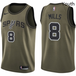 Youth Nike San Antonio Spurs 8 Patty Mills Swingman Green Salute to Service NBA Jersey