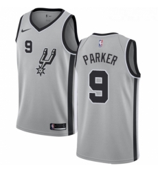 Youth Nike San Antonio Spurs 9 Tony Parker Authentic Silver Alternate NBA Jersey Statement Edition