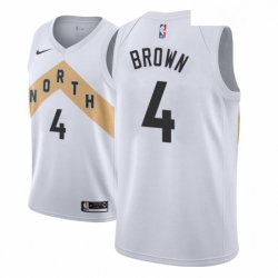 Men NBA 2018 19 Toronto Raptors 4 Lorenzo Brown City Edition White Jersey 