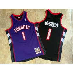 Men Toronto Raptors 1 Tracy McGrady Purple Black 1999 00 Hardwood Classics Jersey