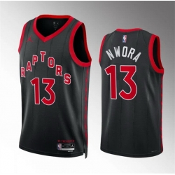 Men Toronto Raptors 13 Jordan Nwora Black Statement Edition Stitched Basketball Jersey