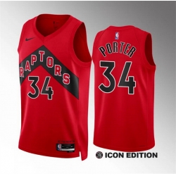 Men Toronto Raptors 34 Jontay Porter Red Icon Edition Stitched Basketball Jersey