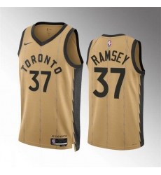 Men Toronto Raptors 37 Jahmi 27us Ramsey Gold 2023 24 City Edition Stitched Basketball Jersey